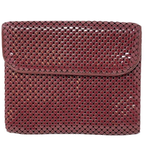 Vintage Whiting & Davis Burgundy Metal Mesh Evening Clutch‎ - Picture 1 of 4